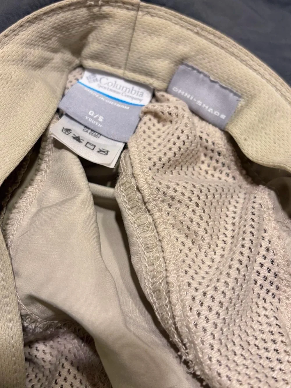 Columbia Youth Bora Bora Booney Sun Hat OS Khaki EUC